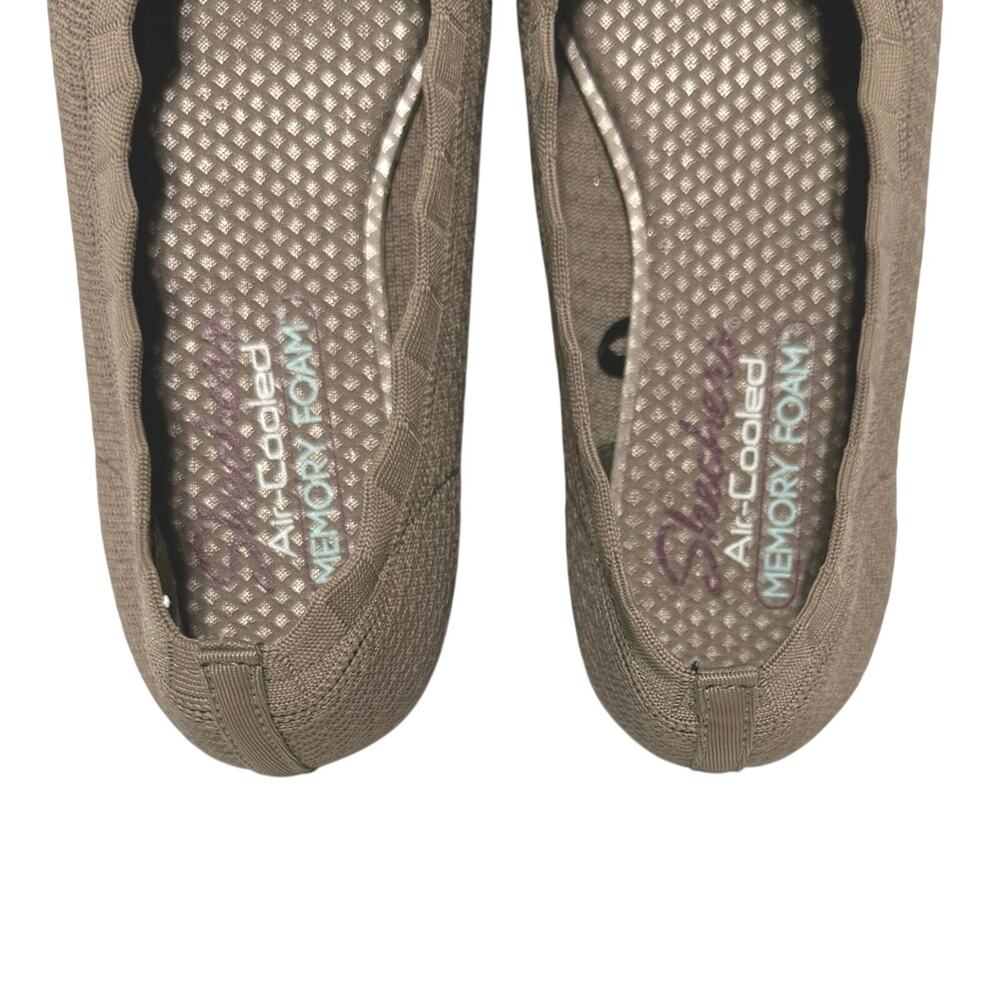Skechers Women’s 7 M Cleo Stretch Knit Scalloped Edged Ballet Flats Mocha - Picture 6 of 11